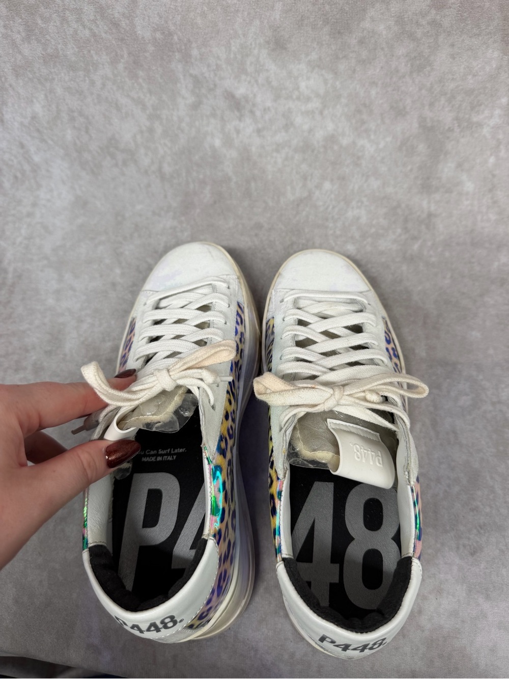 P448 Women’s Jack Leopard Hologram Low Top Sneaker EU 37 US 6.5-7 - Picture 8 of 8
